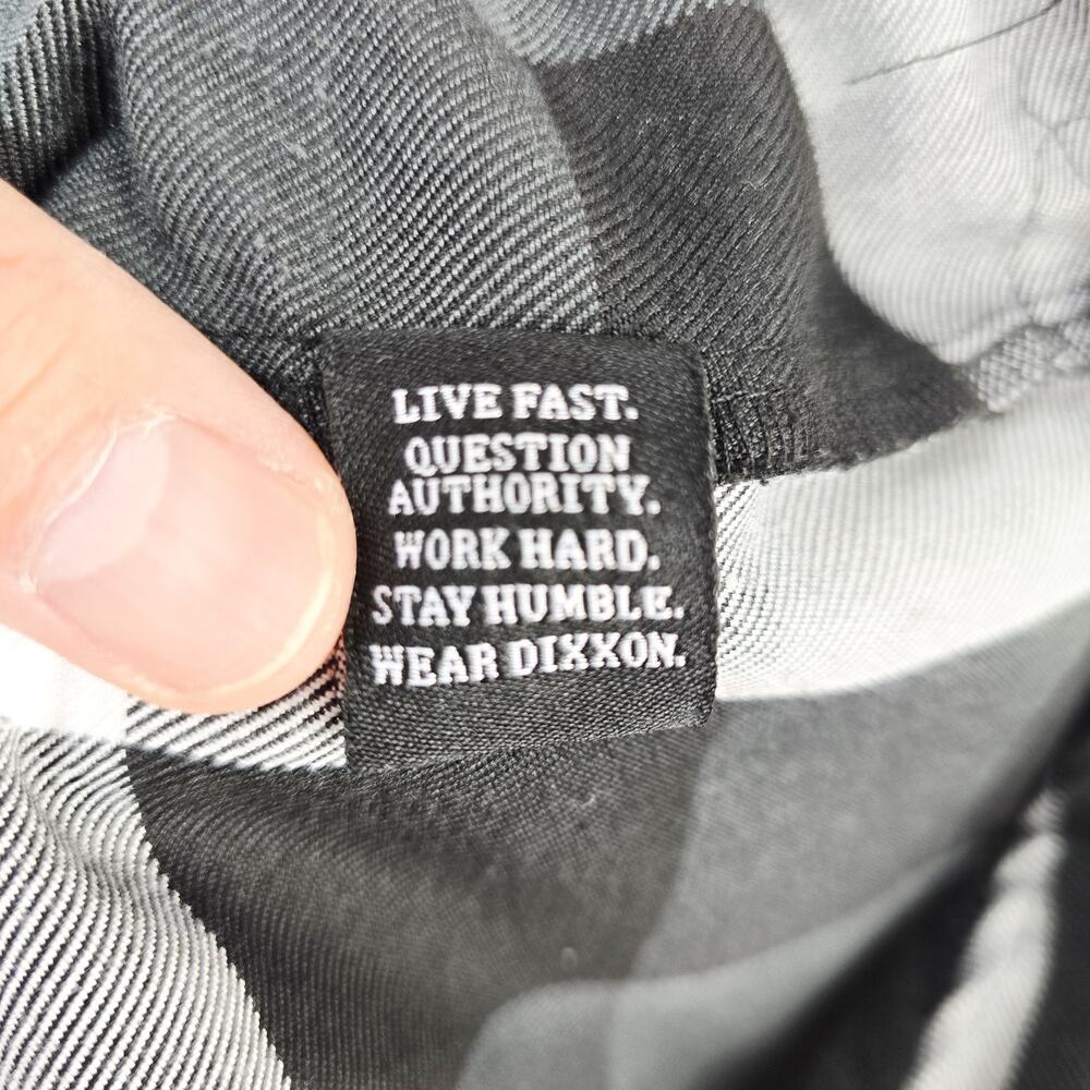 Dixxon Finish Line Flannel Shirt Mens Small Button Up Black White Plaid Casual - Picture 6 of 10